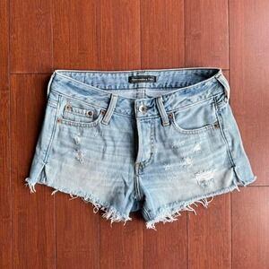 Abercrombie &‎ Fitch Blue Distressed Denim Boyfriend Cutoff Shorts